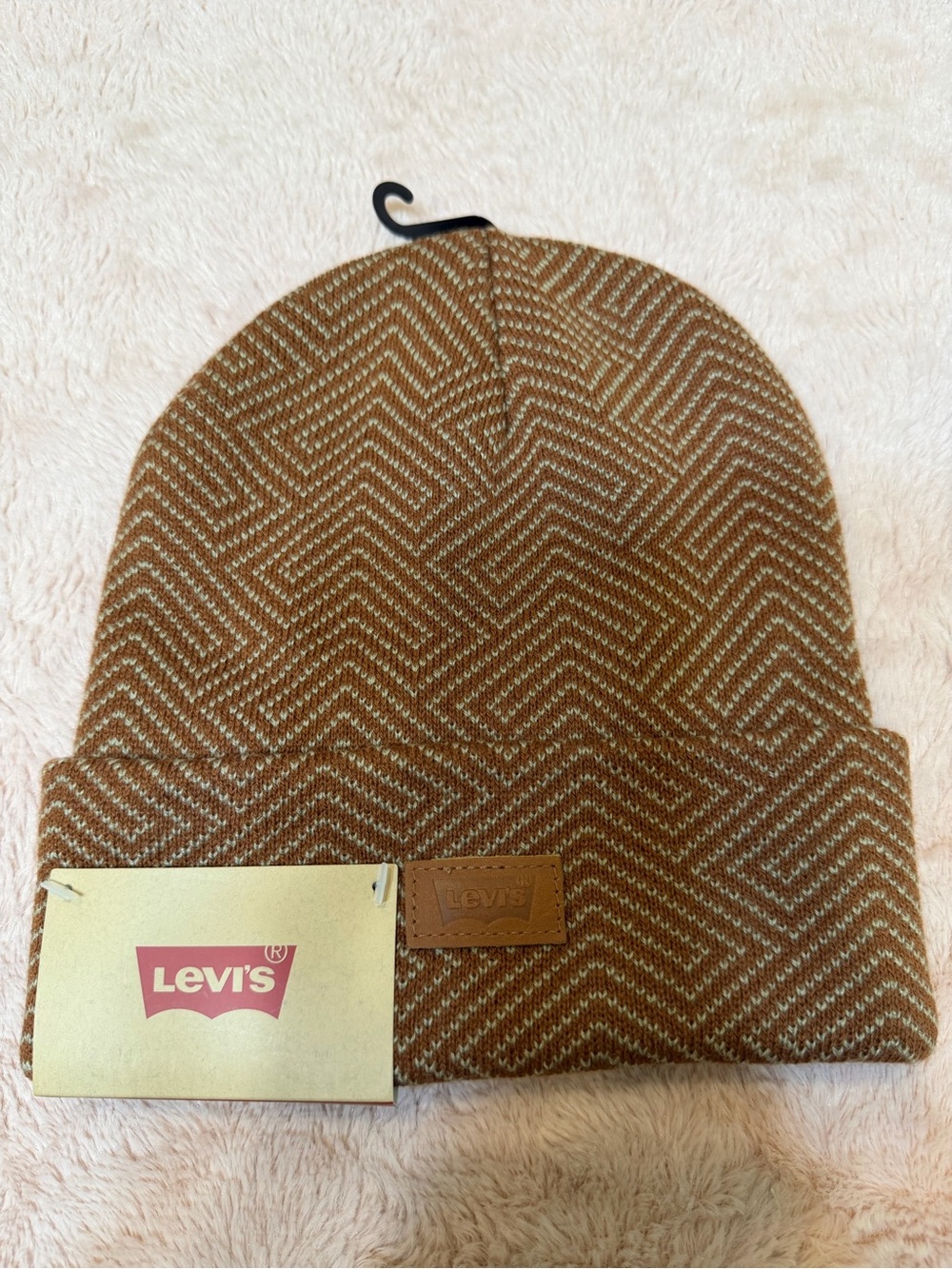 Levi's Brown and Cream Chevron Knit Beanie